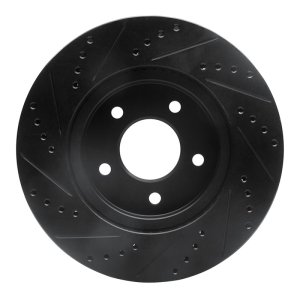 Chevrolet Equinox Brake Rotor (1) - Front Right - R1 Concepts - Drilled & Slotted - Black - `02-`07